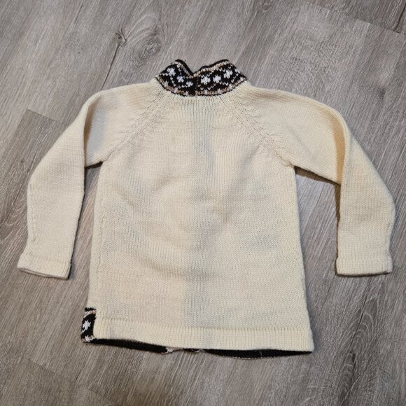 Sweater Boy's Cream 2T Vintage Inspired Knit Llama Alpaca V-Neck Cardigan - Picture 2 of 8